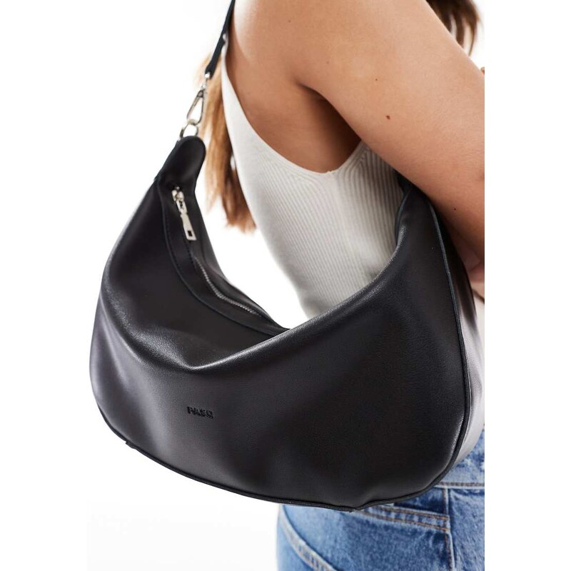 PASQ slouch shoulder and crossbody bag in black