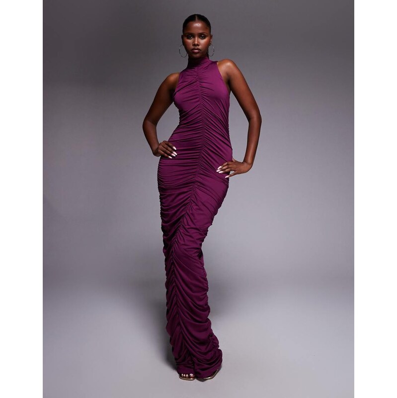 Aria Cove double layered slinky cut out high neck twist front maxi 107749213