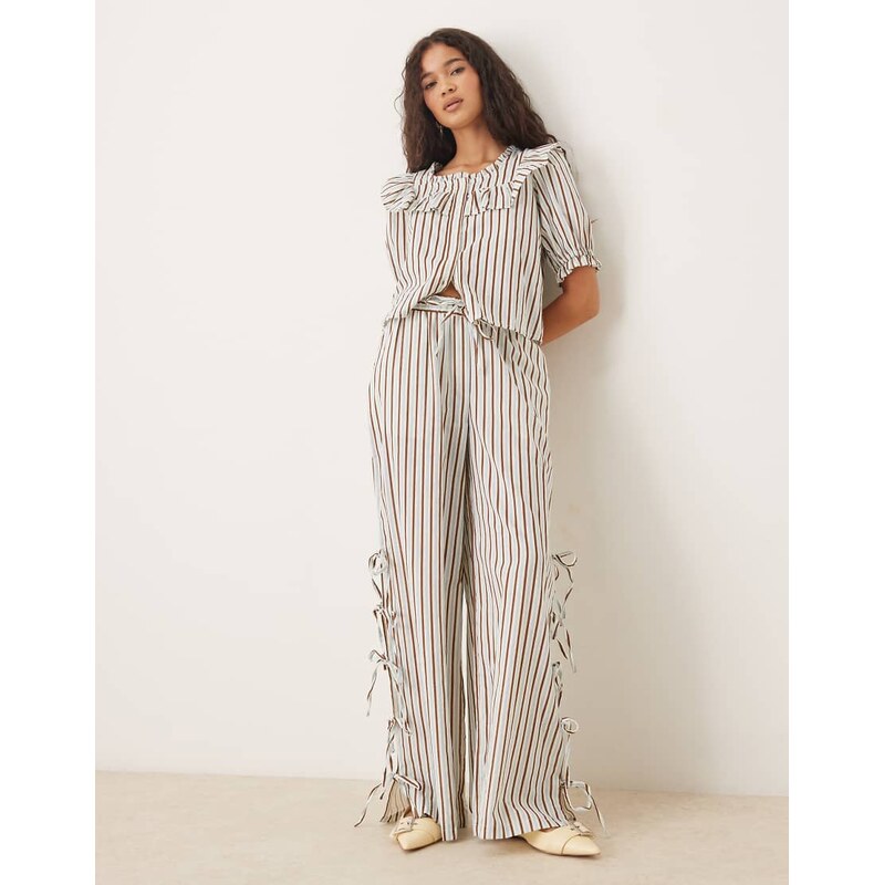 Neon Rose tie-side relaxed fit striped trousers co-ord in multi
