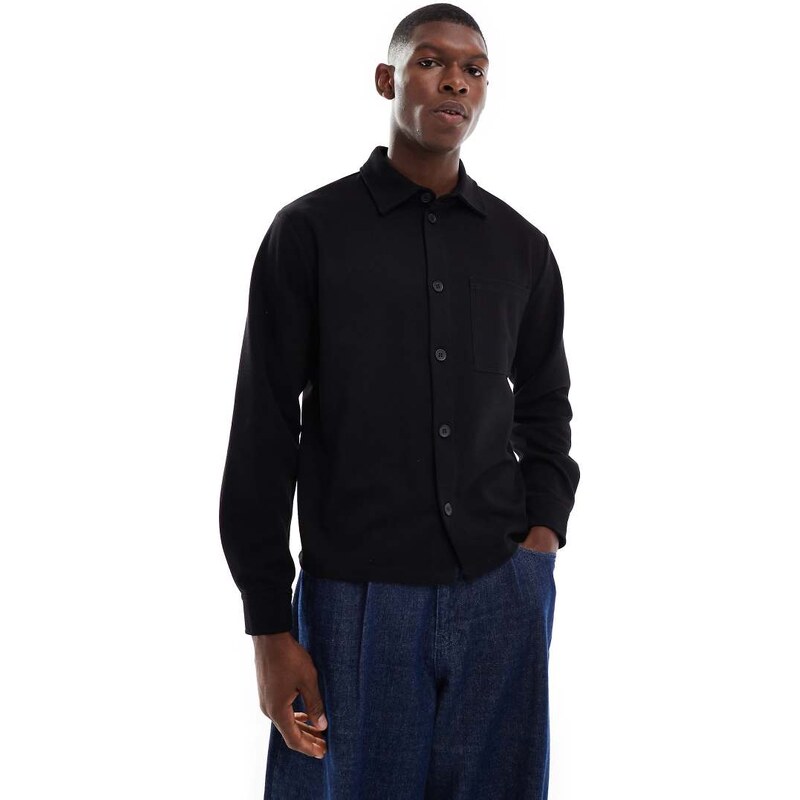 ONLY & SONS textured overshirt in black