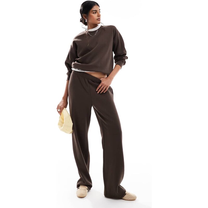 Pieces wide leg jogger co-ord in chocolate brown