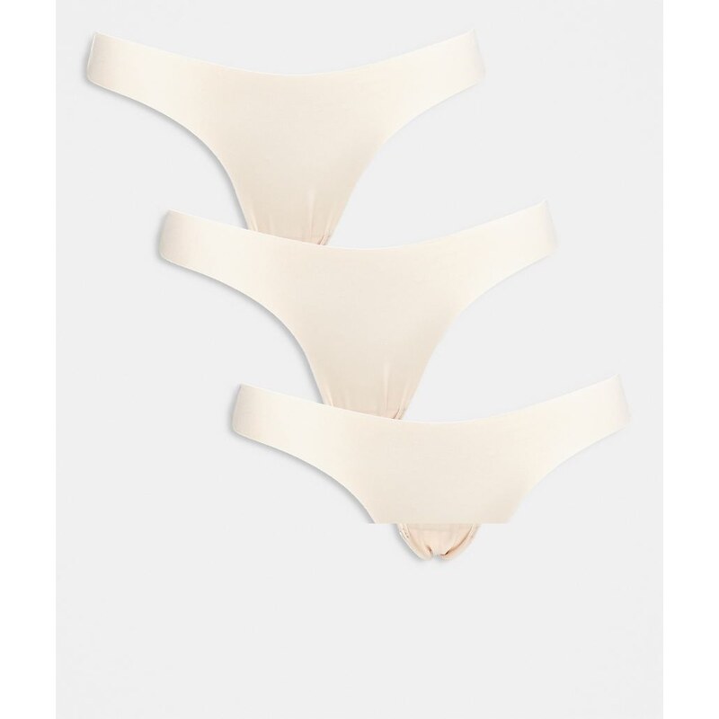 ONLY 3 pack brazilian brief with lace detail in neutral 115513385