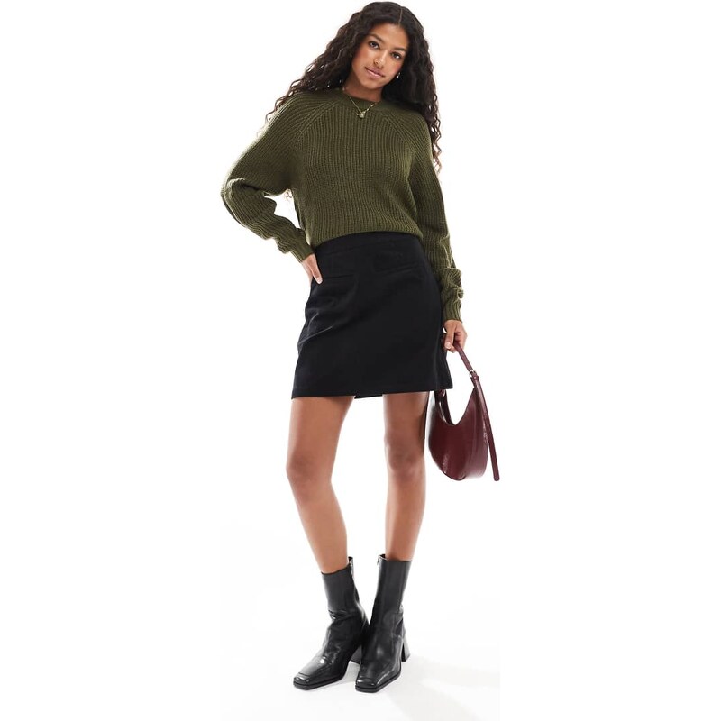 Threadbare cord mini skirt with pocket detail in black-Grey