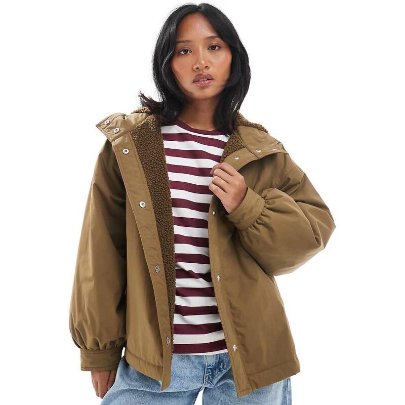 ASOS Petite ASOS DESIGN Petite oversized fleece lined rain coat in 107710566