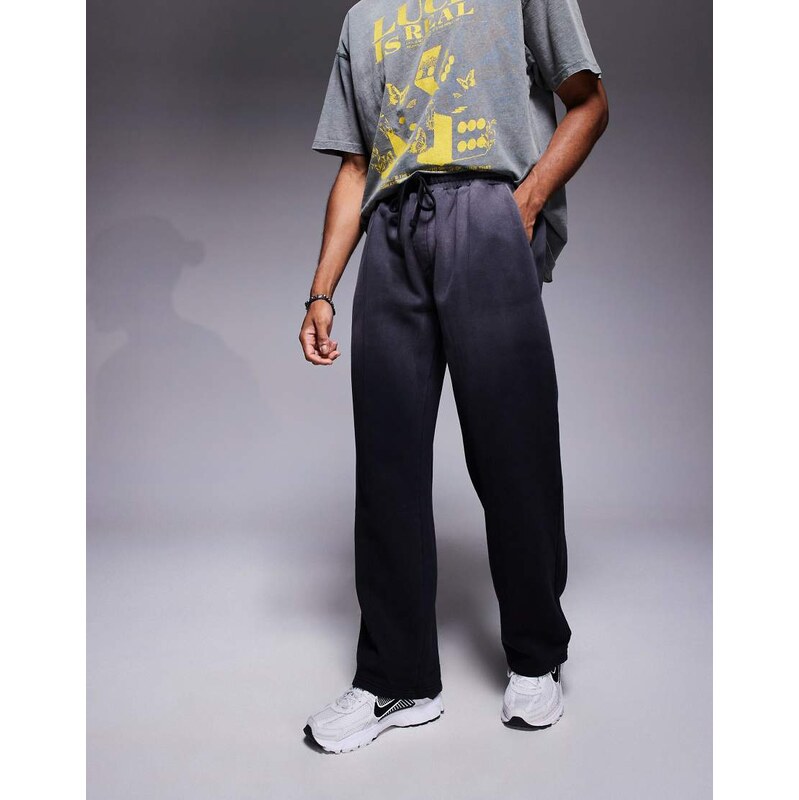 Good For Nothing straight leg joggers in black with spray effect