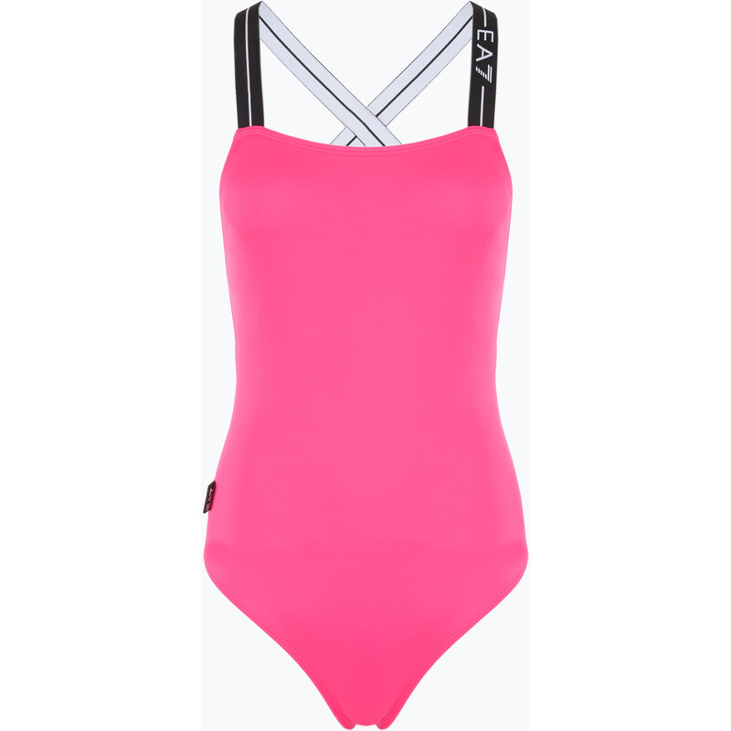 Jednodílné plavky EA7 Emporio Armani Logo Tape neon pink