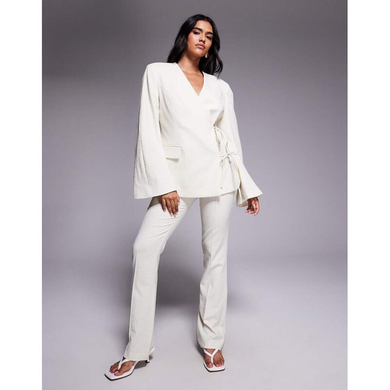 ASOS DESIGN tailored linen look flare trousers co-ord in