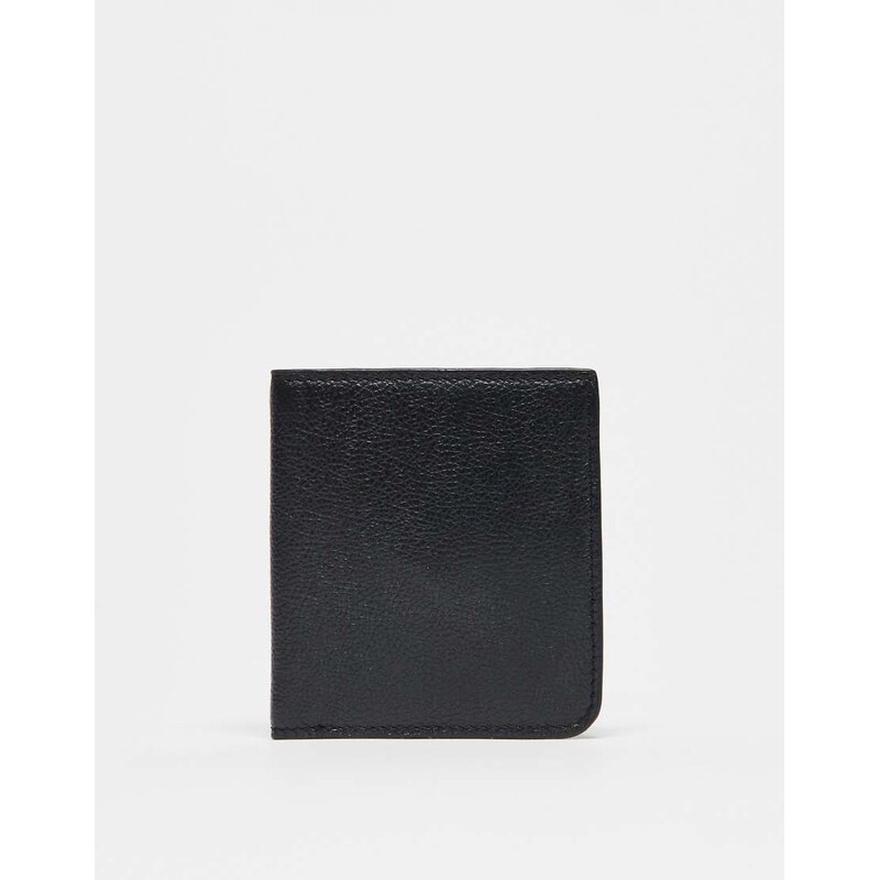 ASOS DESIGN bifold real leather wallet in black