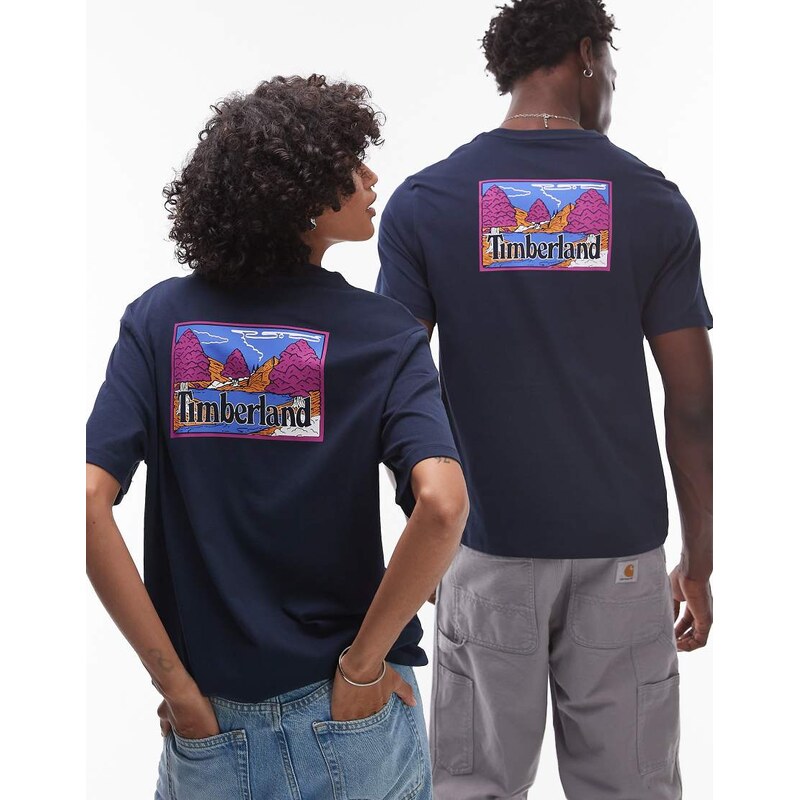 Timberland Lake View backprint oversized t-shirt in navy-Blue 107648710