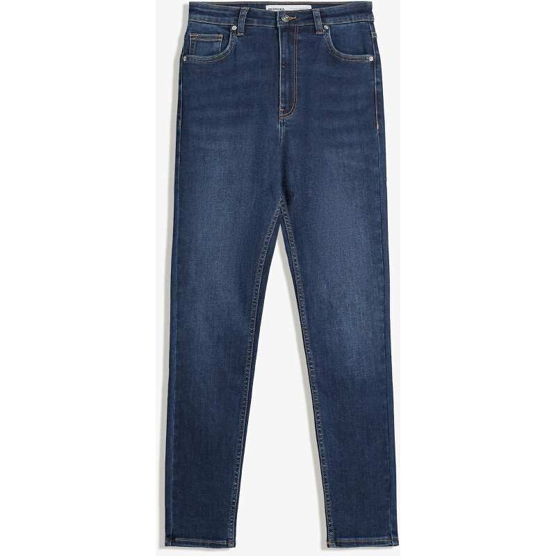 Bershka Super high-waist soft skinny jeans in denim blue 107642210