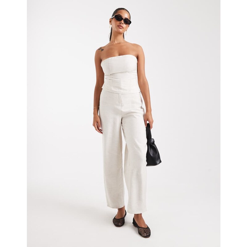 ASOS DESIGN structured co-ord trouser in cream-Brown