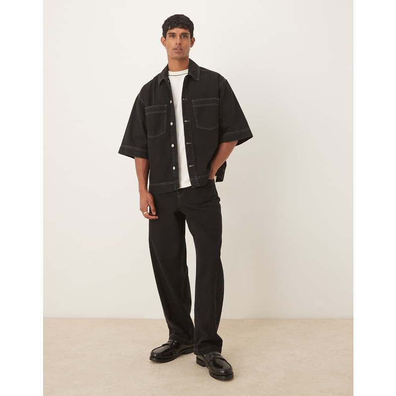 ASOS DESIGN co-ord loose straight jeans in black