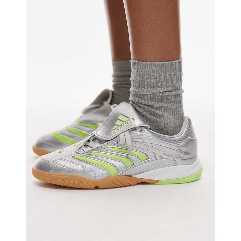 adidas Originals Predator Sala trainers in metallic silver and