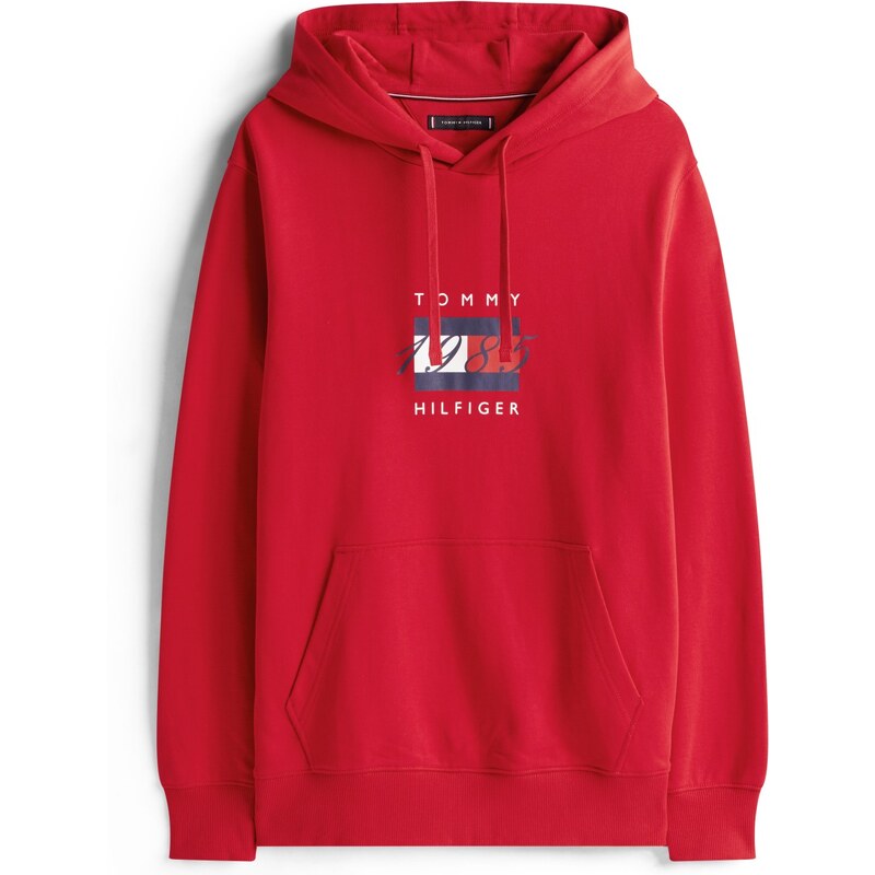 Tommy Hilfiger Linear Flag Graphic Hoodie RED