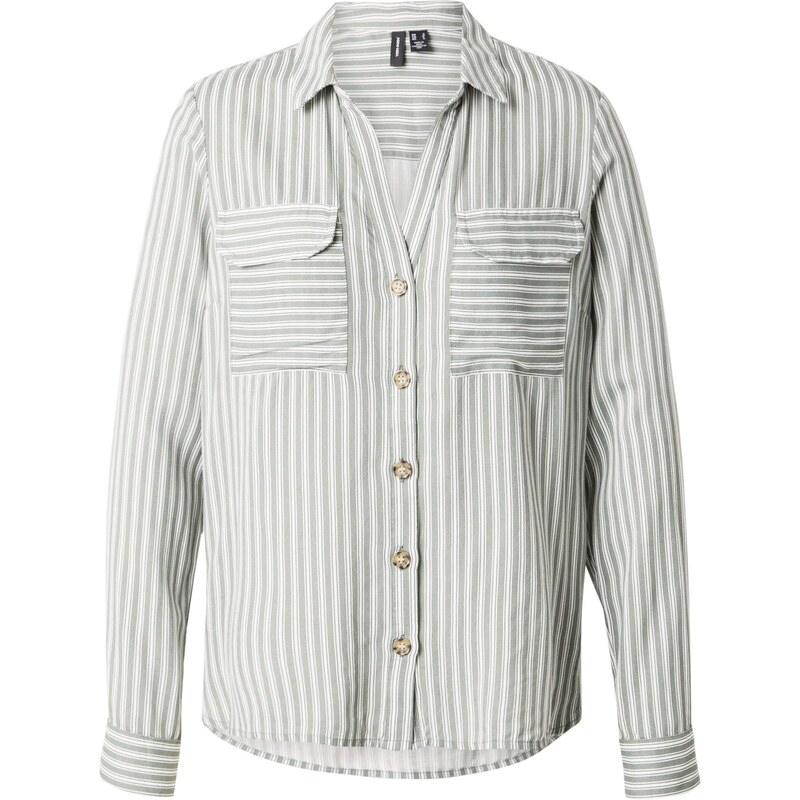 VERO MODA Halenka Bumpy tmavě zelená / bílá