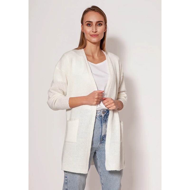 MKM design Svetr na zapínání PA013 krémový - MKM 107650182