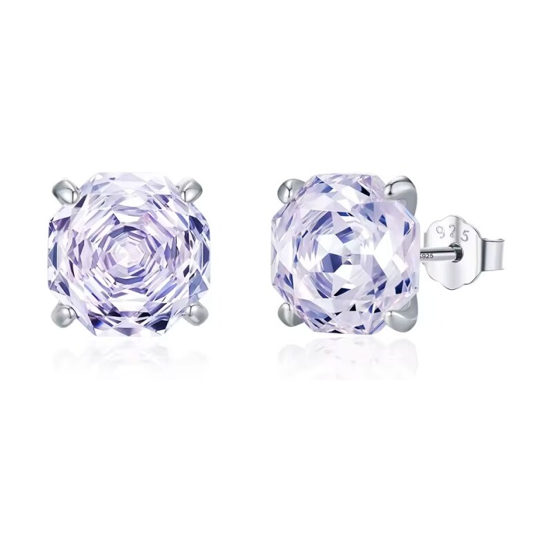 GRACE Silver Jewellery Stříbrné náušnice Ledová růže s fialovým 107658565