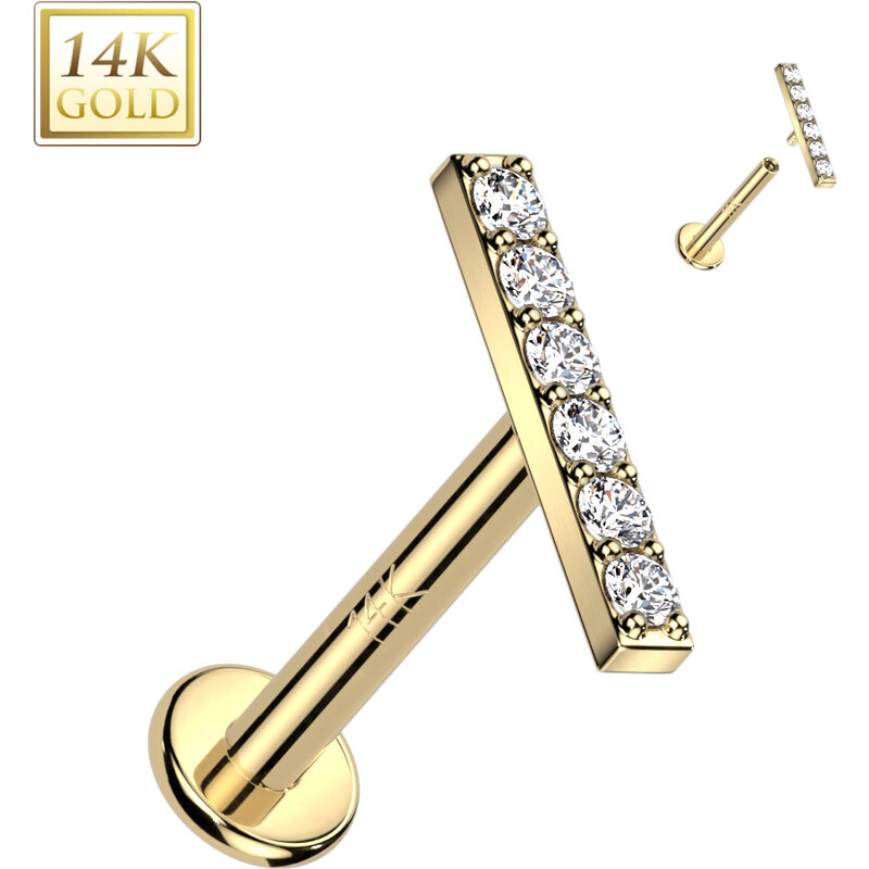 Atreya Labreta s vnitřním závitem ze 14 kt zlata 585/1000 se 107659100