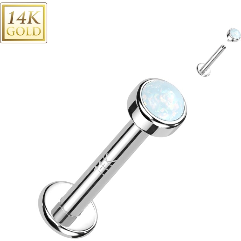 Atreya Labreta s vnitřním závitem ze 14kt zlata 585/1000 Opal