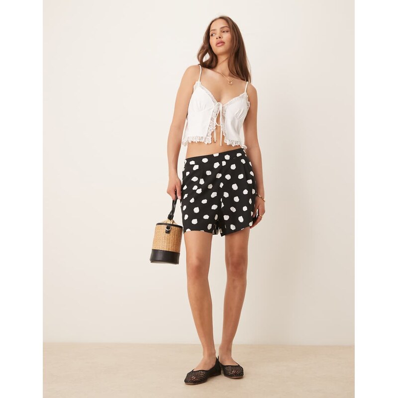 ASOS DESIGN pull on shorts in mono polka dot print - MULTI 115511353