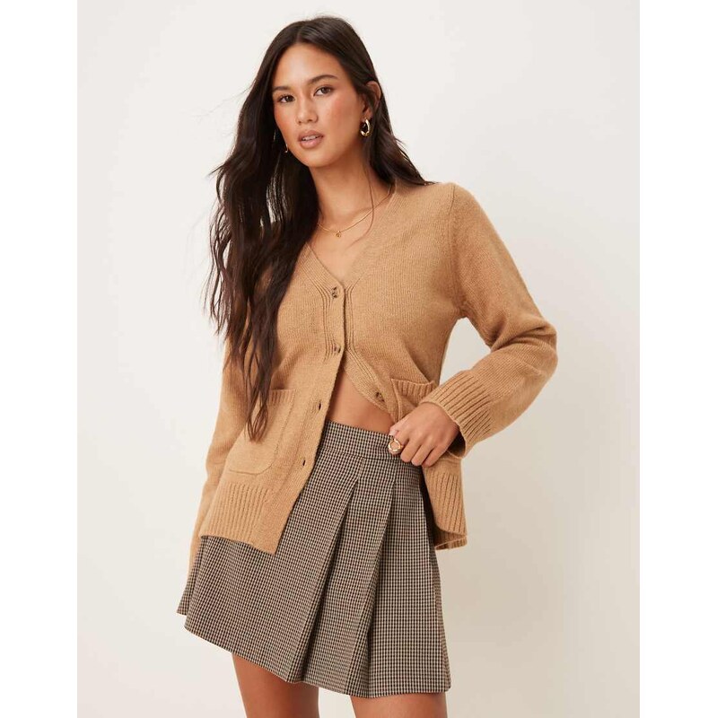 ASOS DESIGN waisted v neck cardigan with pocket detail in
