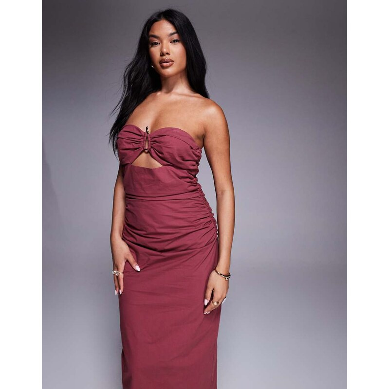 4th & Reckless linen look bandeau gold hardware detail cut out maxi 107660190