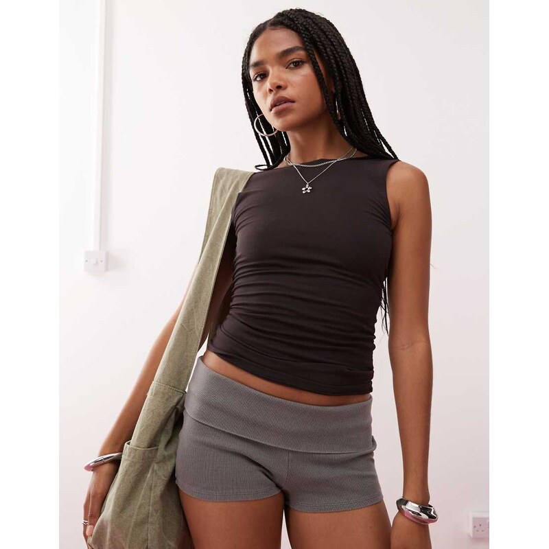 Weekday scoop back top in dark brown 112150401