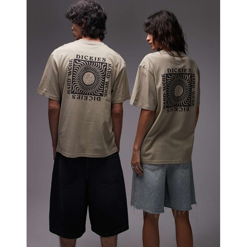 Dickies oatfield graphic backprint t-shirt in light tan-Brown 107660304