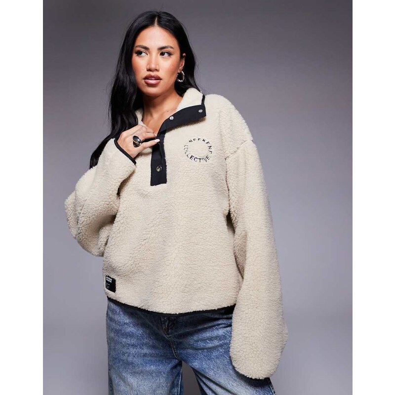 ASOS Weekend Collective Weekend Collective borg fleece with black 107665904