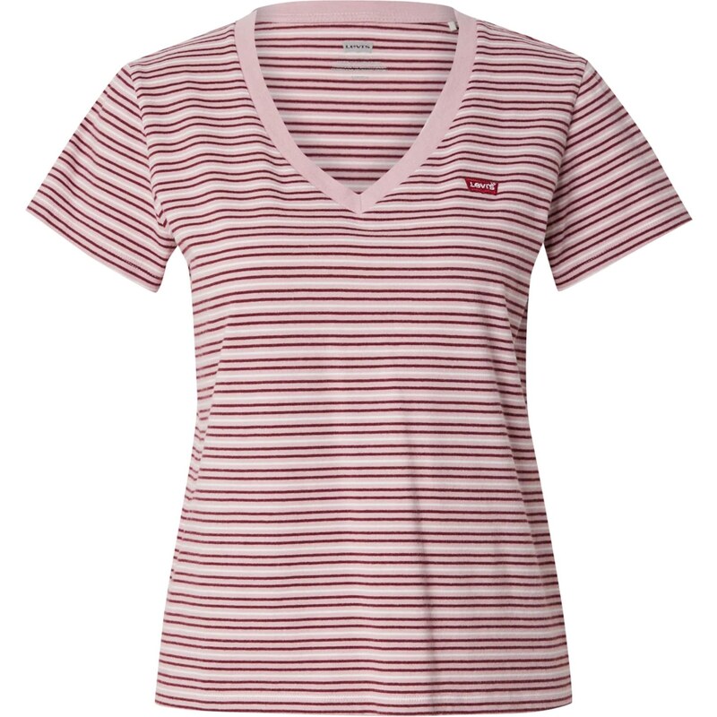 LEVI'S  Tričko 'Perfect V-Neck Tee' růžová / burgundská červeň / bílá