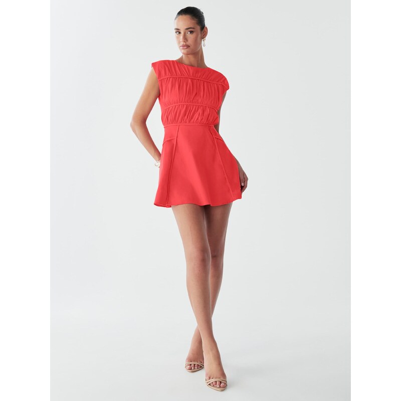 BWLDR Šaty EDENA MINI DRESS ohnivá červená 108606087