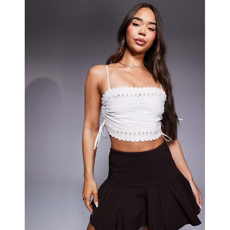 River Island embellished tie side cami in white 107665933