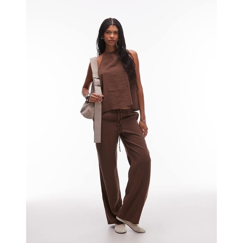 ASOS DESIGN modal pull on relaxed trouser in chocolate-Brown