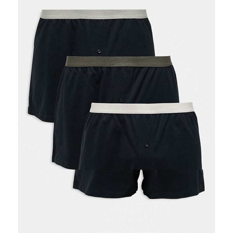 ASOS DESIGN 3 pack boxers with colour waistbands in black 107686939