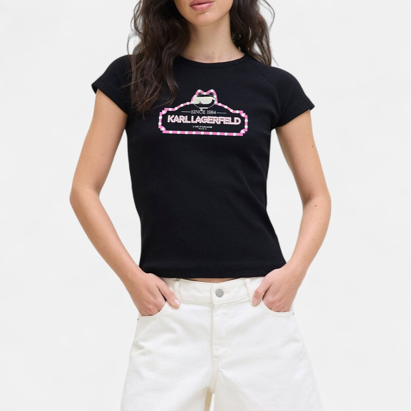 Dámské černé triko Karl Lagerfeld 56297