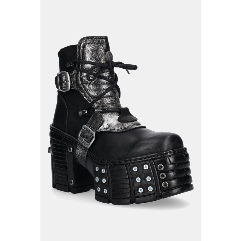 Kožené kotníkové boty New Rock ITALI NEGRO BOX PLANE 107676818