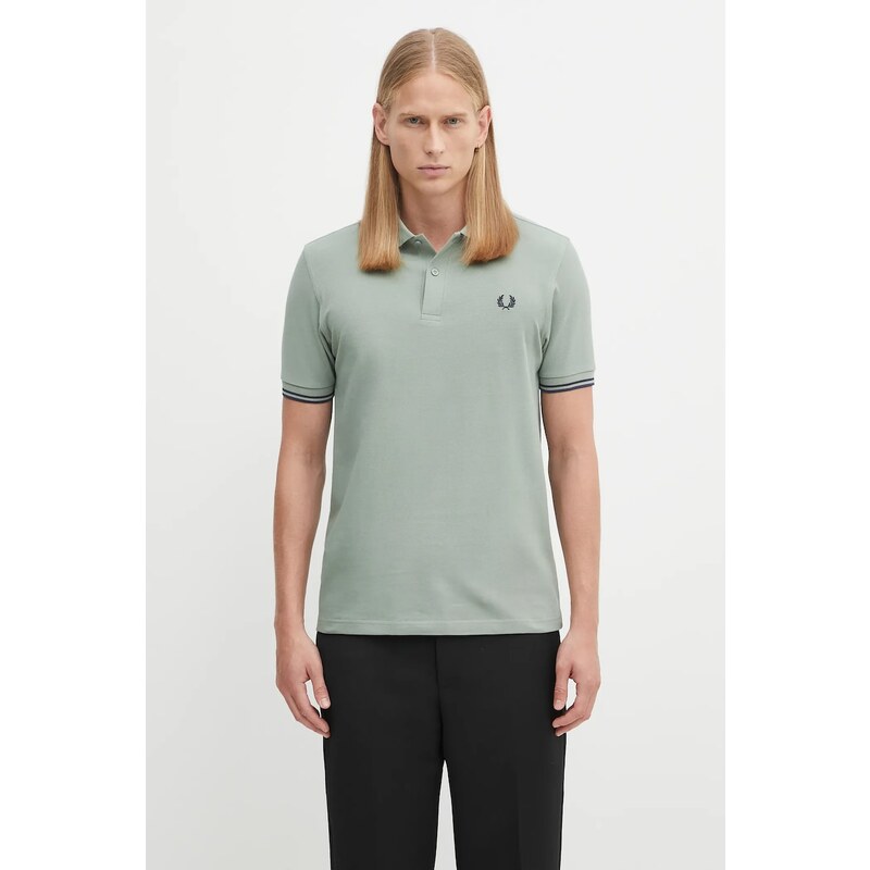 Bavlněné polo tričko Fred Perry pánské, zelená barva, M3600