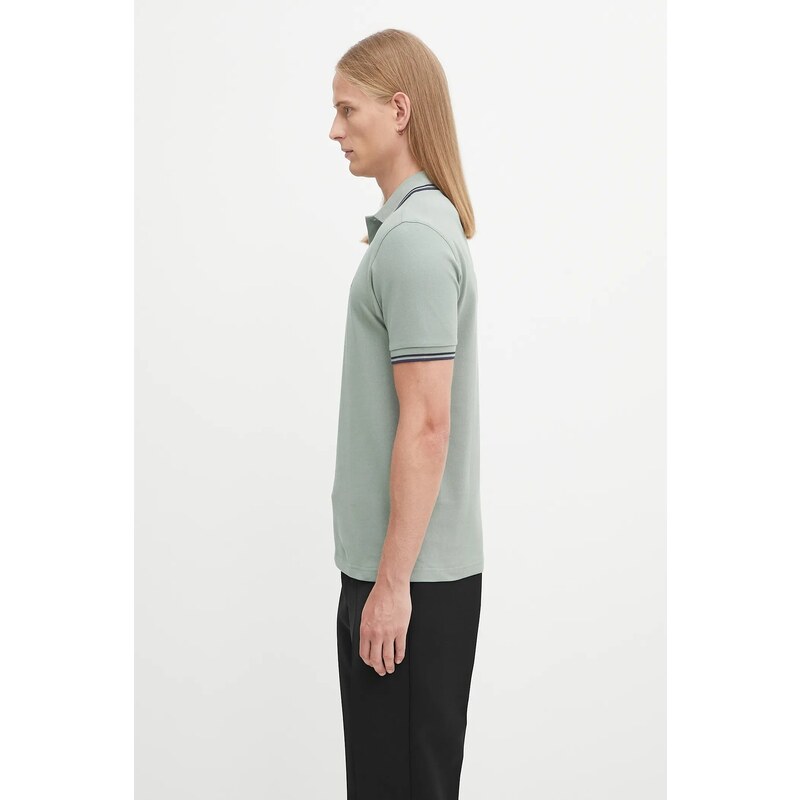 Bavlněné polo tričko Fred Perry pánské, zelená barva, M3600