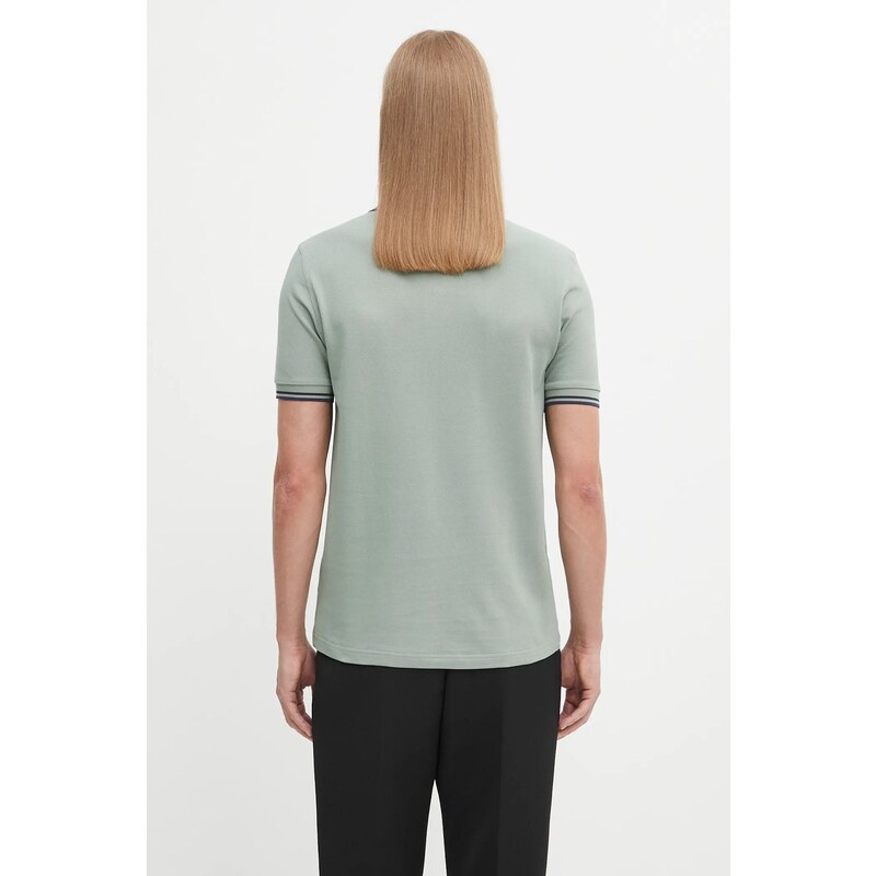 Bavlněné polo tričko Fred Perry pánské, zelená barva, M3600