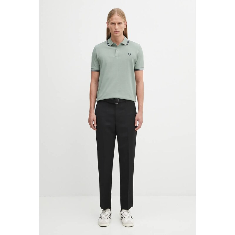 Bavlněné polo tričko Fred Perry pánské, zelená barva, M3600
