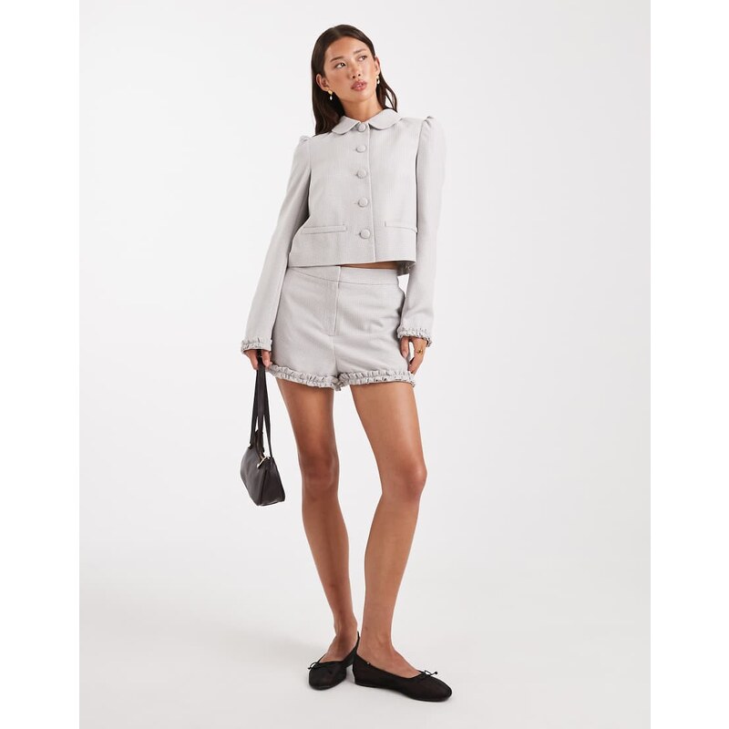 Miss Selfridge tailored shorts co-ord in grey 107679892