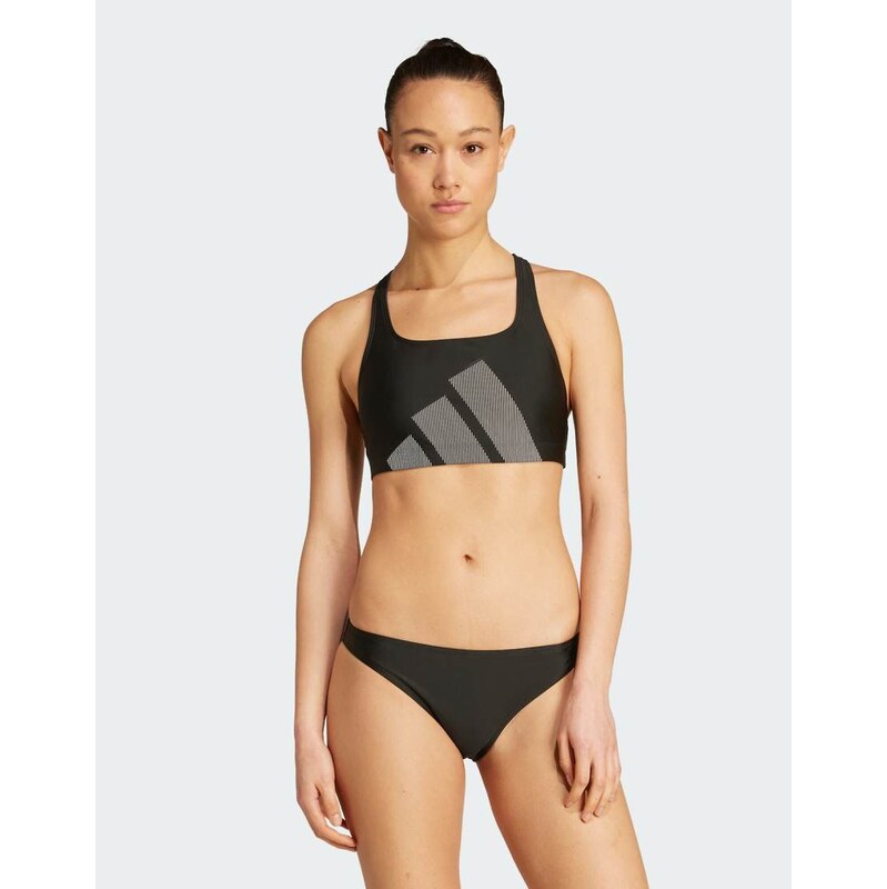 adidas performance Big bars c-back bikini set in black