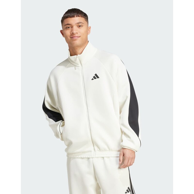 adidas performance Stadium tracktop in off white / black