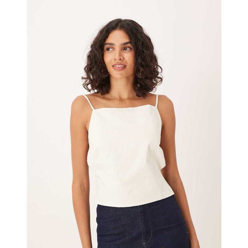 Mango backless strappy top in beige-Neutral