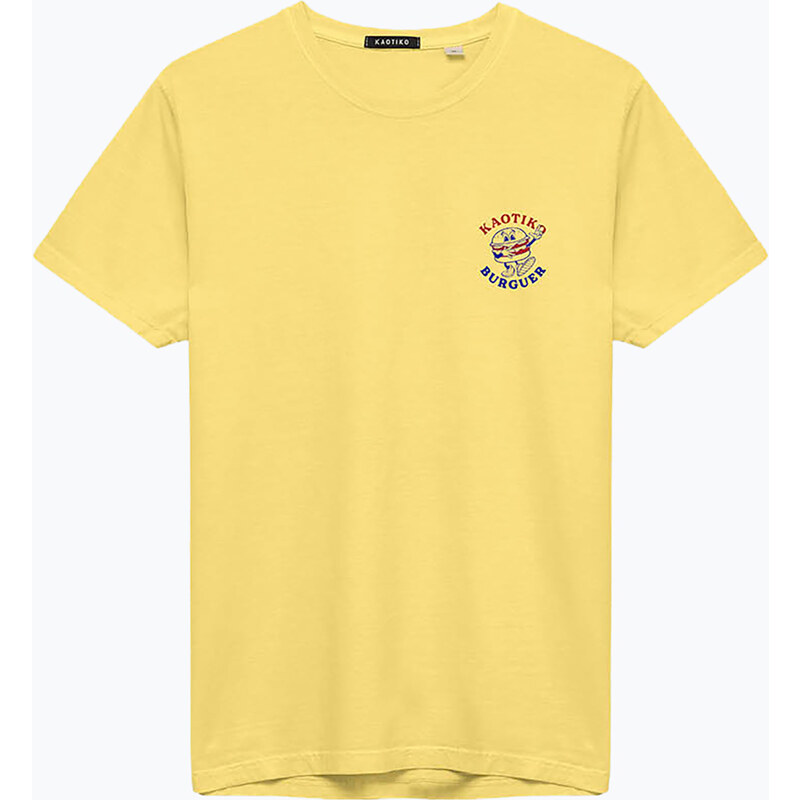 Pánské tričko Kaotiko Washed Burguer yellow