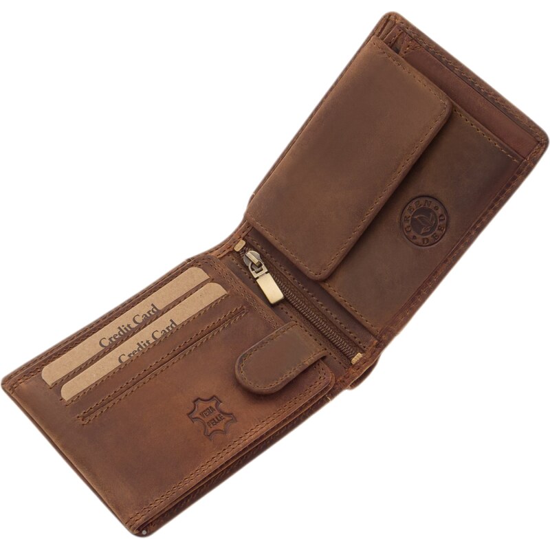 GREEN DEED Pánská kožená peněženka hnědá GDM-1021