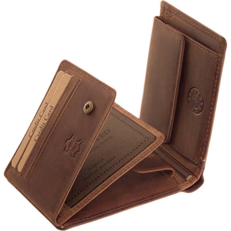 GREEN DEED Pánská kožená peněženka hnědá GDM-1021