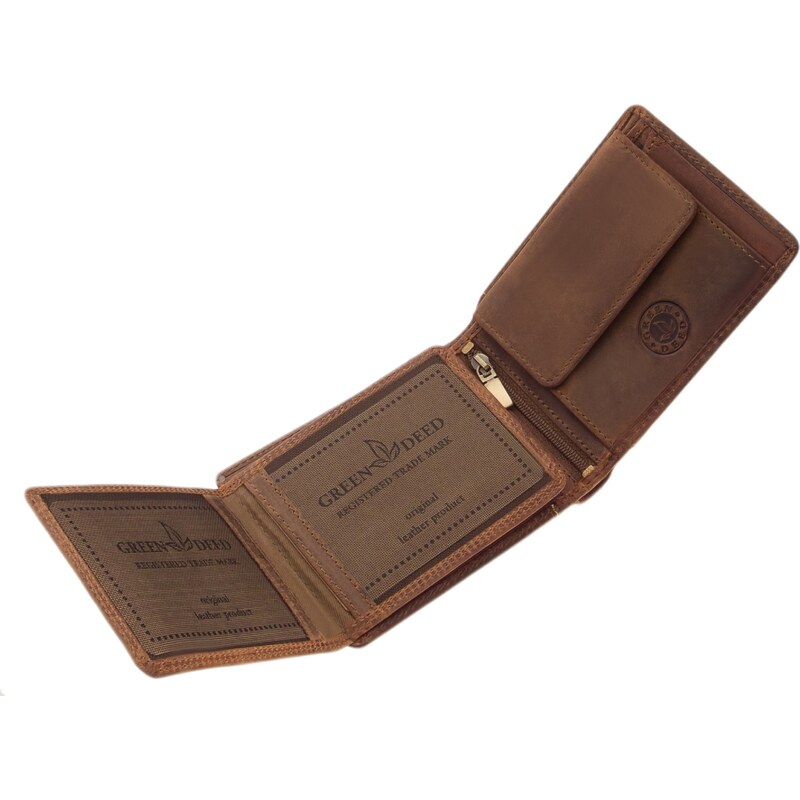 GREEN DEED Pánská kožená peněženka hnědá GDM-1021