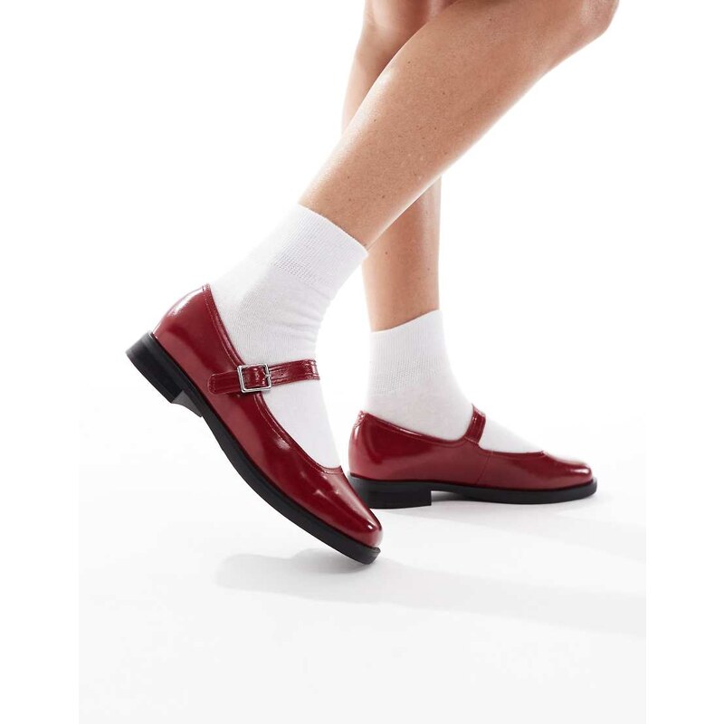 London Rebel Adeline chunky mary janes in red