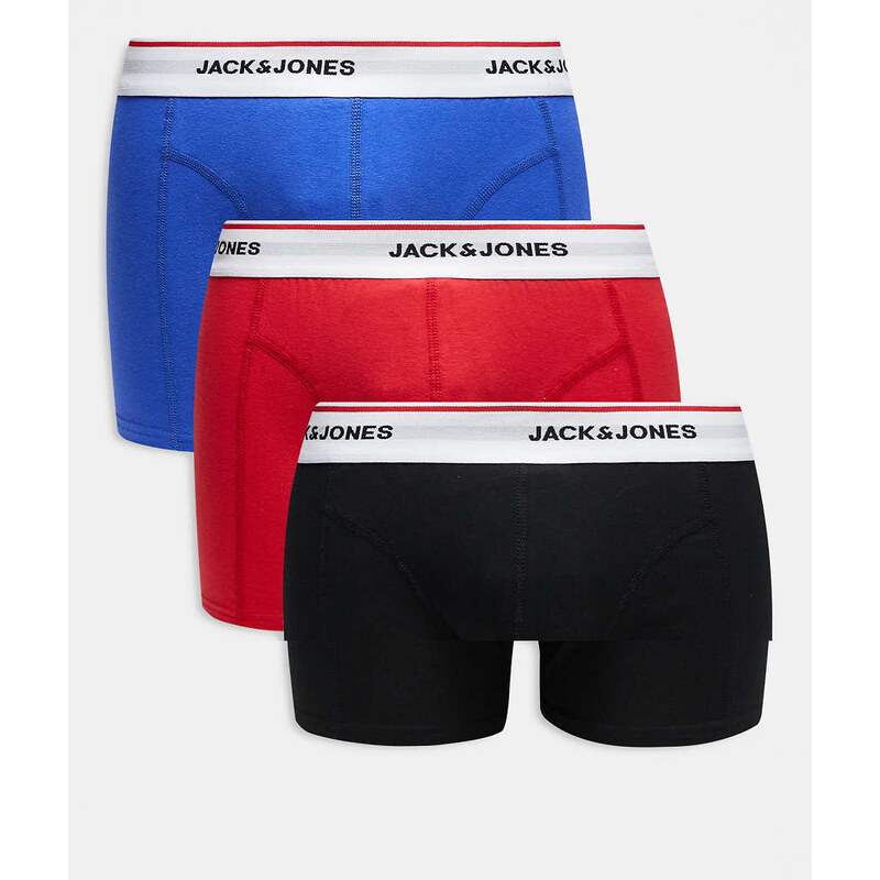 Jack & Jones 3 pack trunk in multi-Black